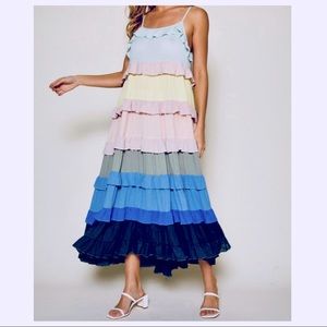 The Most Fabulous Sleeveless Multi Color Boho Maxi Dress!